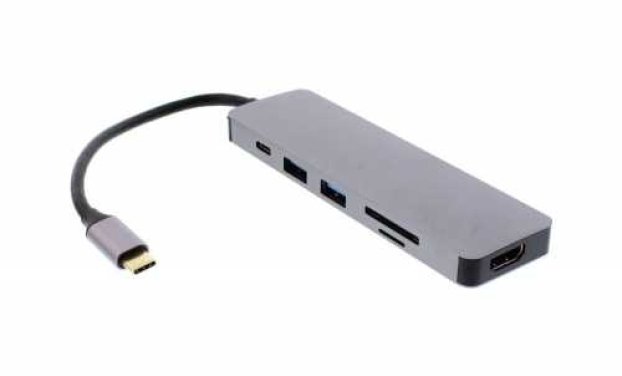 Adaptor USB-C - HDMI 4K, 2x USB3.0, cititor card, USB-C PD 60W, Well